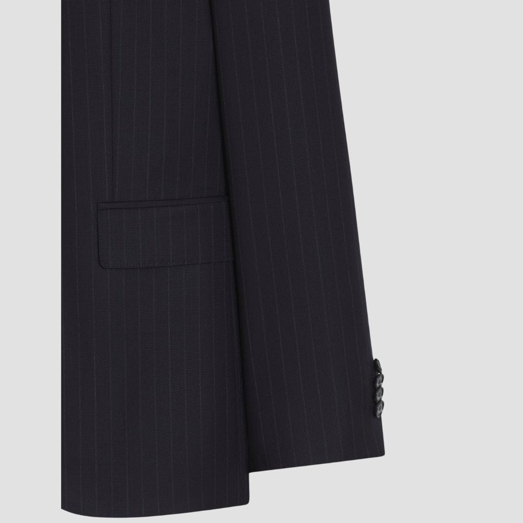 Black pinstripe suit jacket 