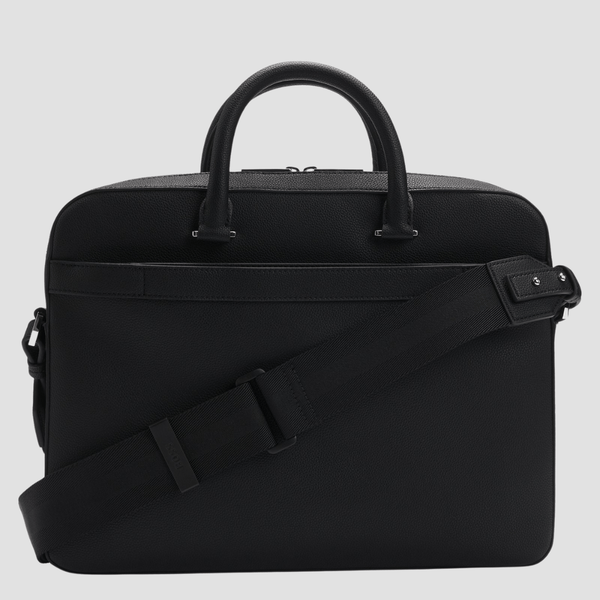 Boss Jay Document Case in Black Grained Faux Leather