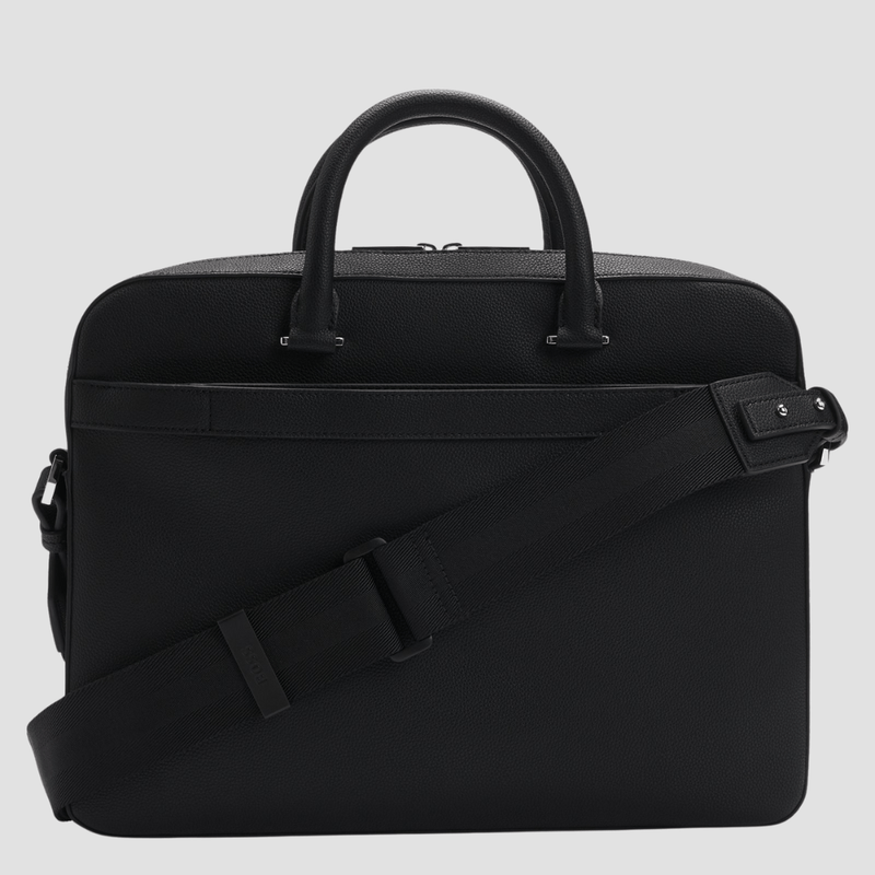 Boss Jay Document Case in Black Grained Faux Leather