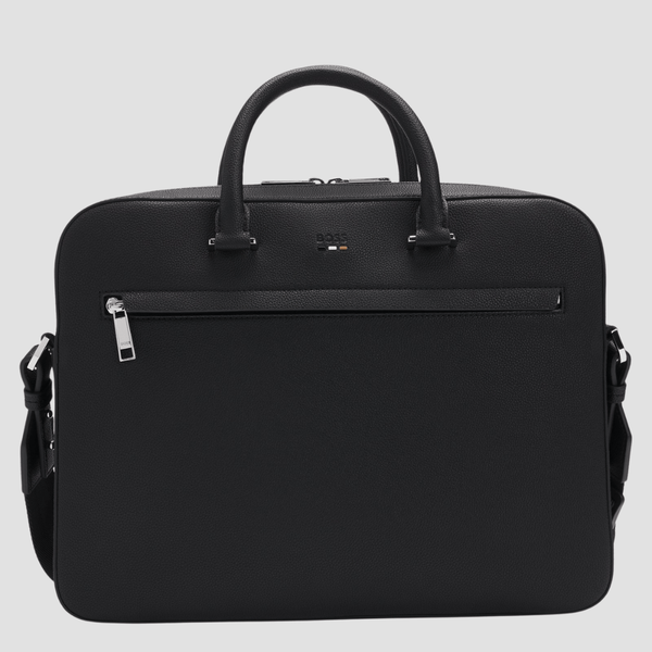 Boss Jay Document Case in Black Grained Faux Leather