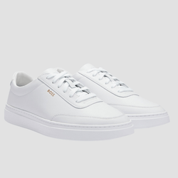 Boss Kieran Tenn Mens Coated Leather Trainers in White