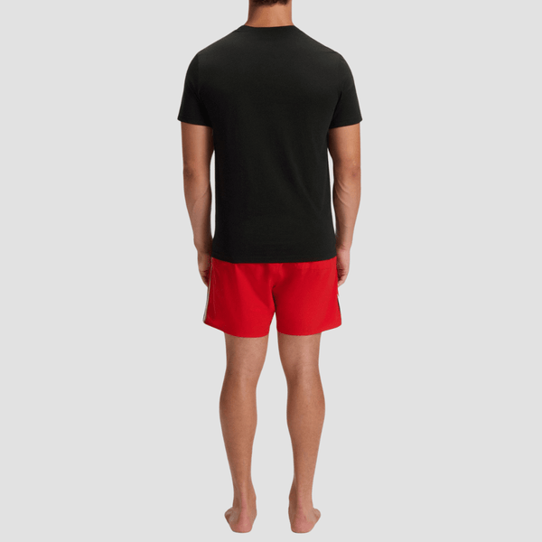 Boss Logo Print Beach T-Shirt in Black Cotton Jersey