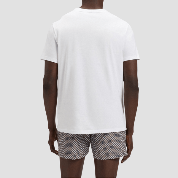 Boss Logo Print Beach T-Shirt in White Cotton Jersey