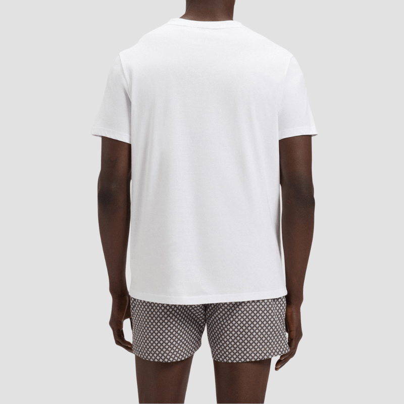 Boss Logo Print Beach T-Shirt in White Cotton Jersey