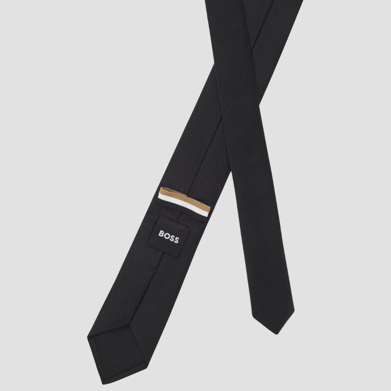 Boss Mens H-Tie in Black Pure Silk