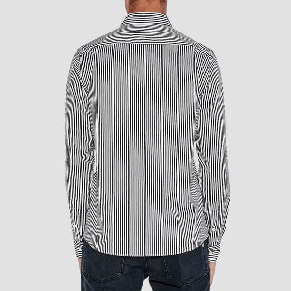 Boss Mens Slim Fit Roan Shirt in Dark Blue Stripe