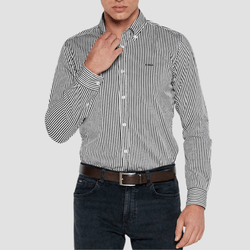 Boss Mens Slim Fit Roan Shirt in Dark Blue Stripe