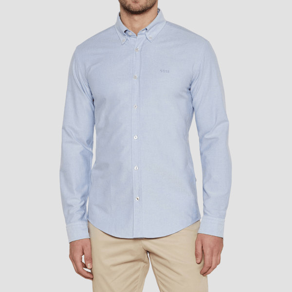 Boss Mens Slim Fit Roan Shirt in Oxford Blue Cotton