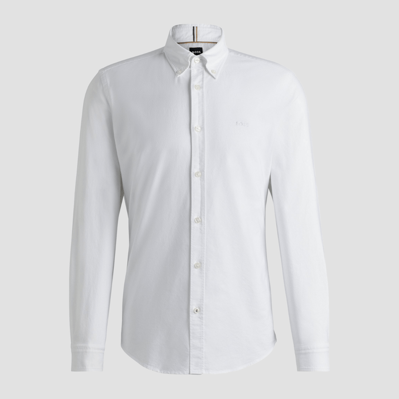 Boss Mens Slim Fit Roan Shirt in Oxford White Cotton