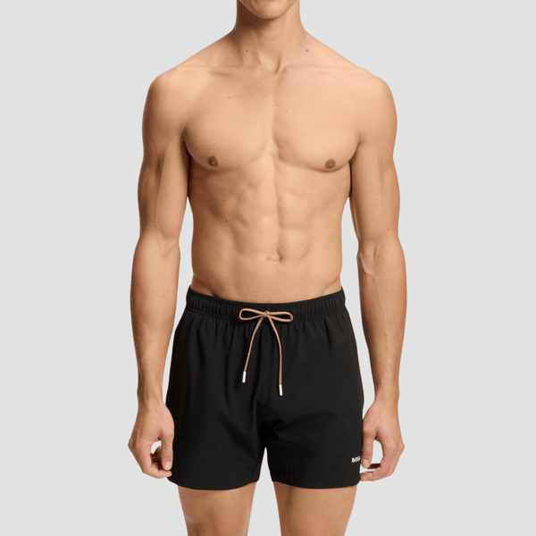 Boss Quick-Dry Tio Swim Shorts With Logo Detail in Black
