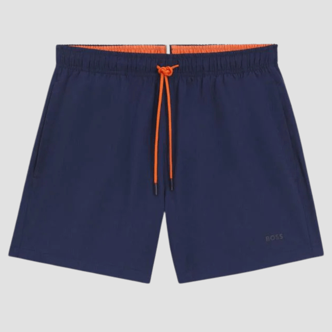 Boss Quick-Dry Tio Swim Shorts With Logo Detail in Navy