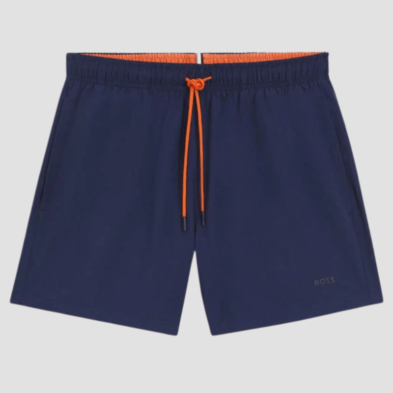 Boss Quick-Dry Tio Swim Shorts With Logo Detail in Navy