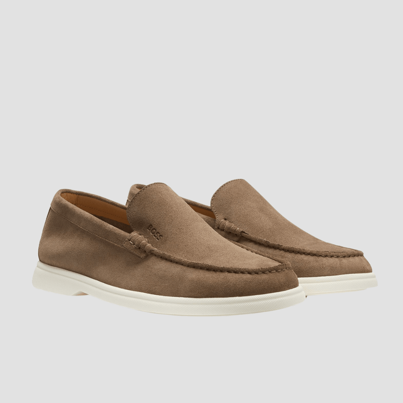 Boss Sienne Suede Leather Loafers in Beige