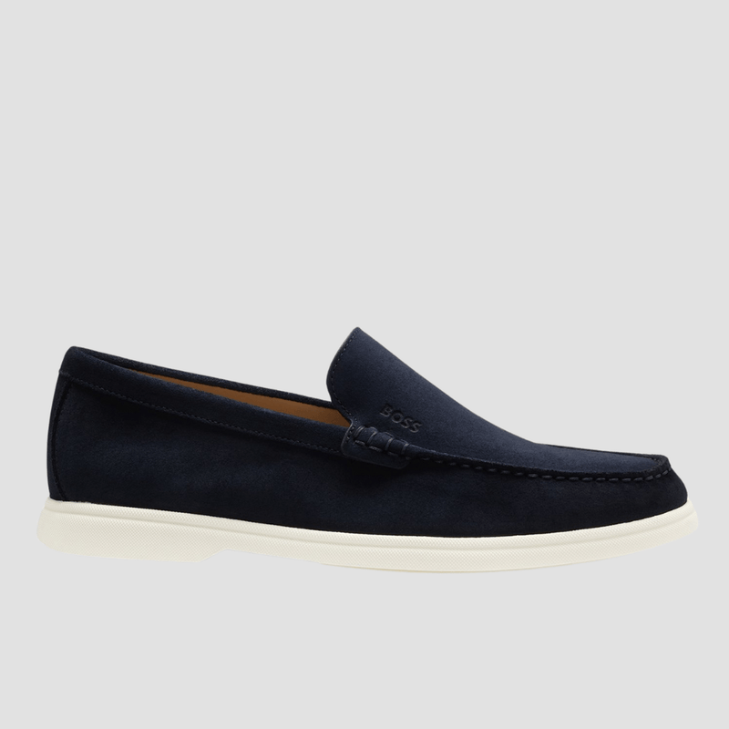 Boss Sienne Suede Leather Loafers in Dark Blue