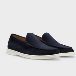 Boss Sienne Suede Leather Loafers in Dark Blue