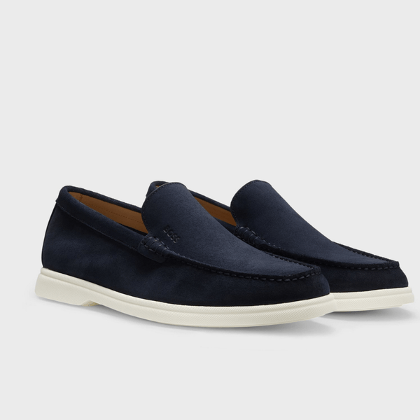 Boss Sienne Suede Leather Loafers in Dark Blue