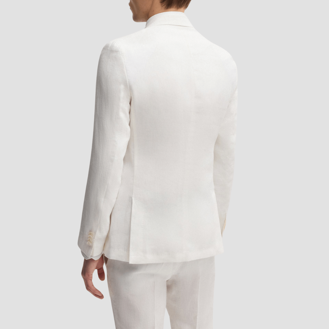 Boss Slim Fit Blazer in White Linen Canvas