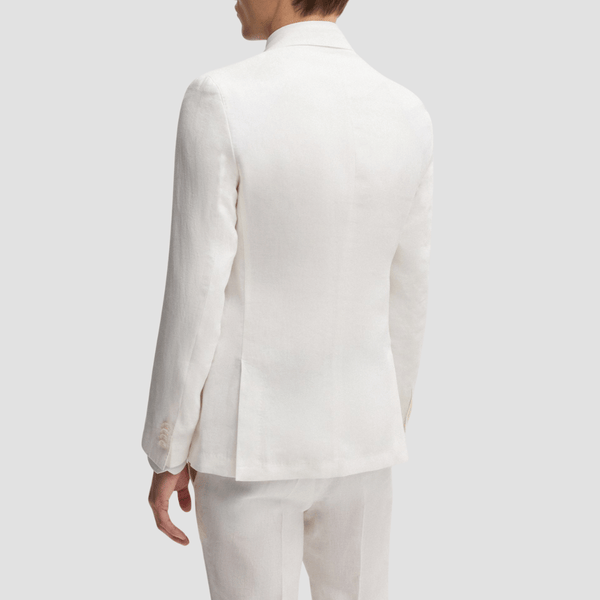 Boss Slim Fit Blazer in White Linen Canvas