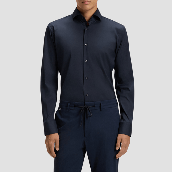 Boss Slim Fit Hank-Spread Shirt in Navy