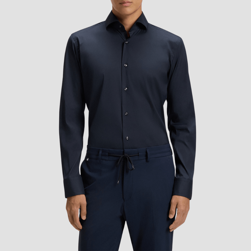 Boss Slim Fit Hank-Spread Shirt in Navy