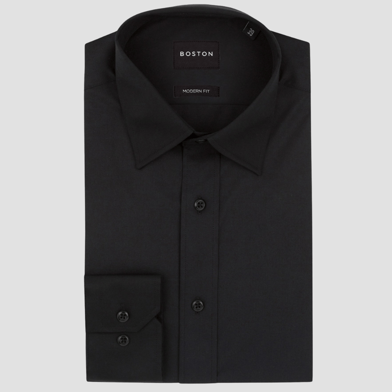 Mens Dress Shirts | Boston Slim Fit Liberty Mens Business Shirt in Black – Mens  Suit Warehouse