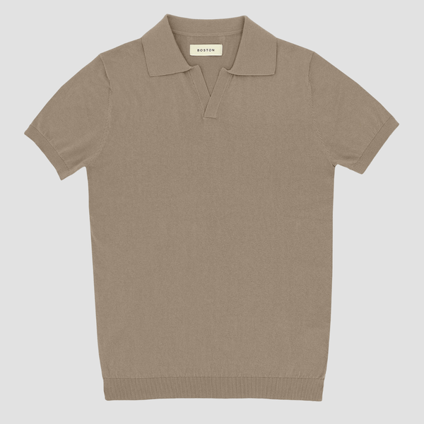 Boston Modern Fit Polo Knit in Taupe Pure Cotton