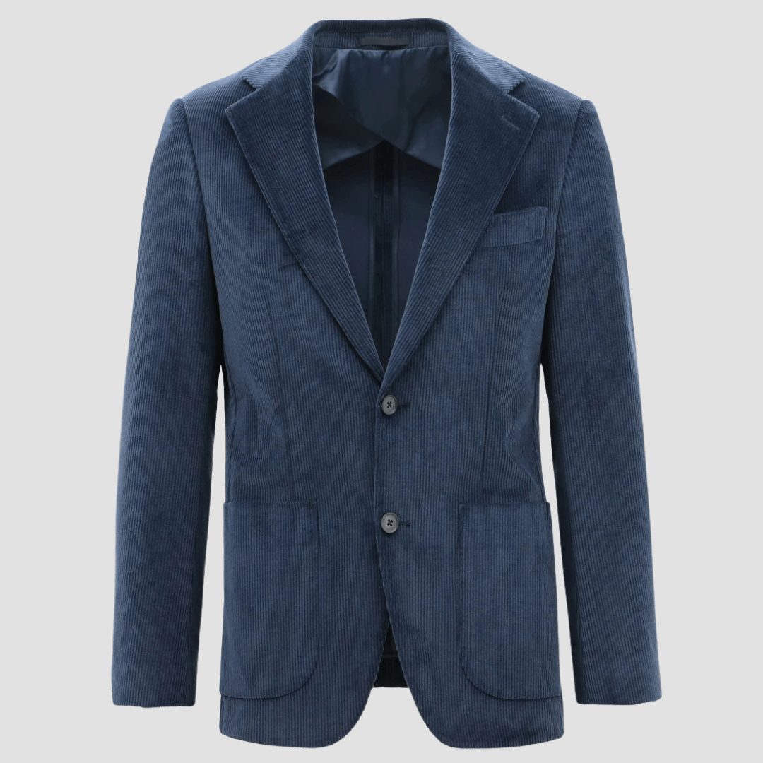 Boston Slim Fit Genoa Buggy Corduroy Sports Jacket in Navy Cotton