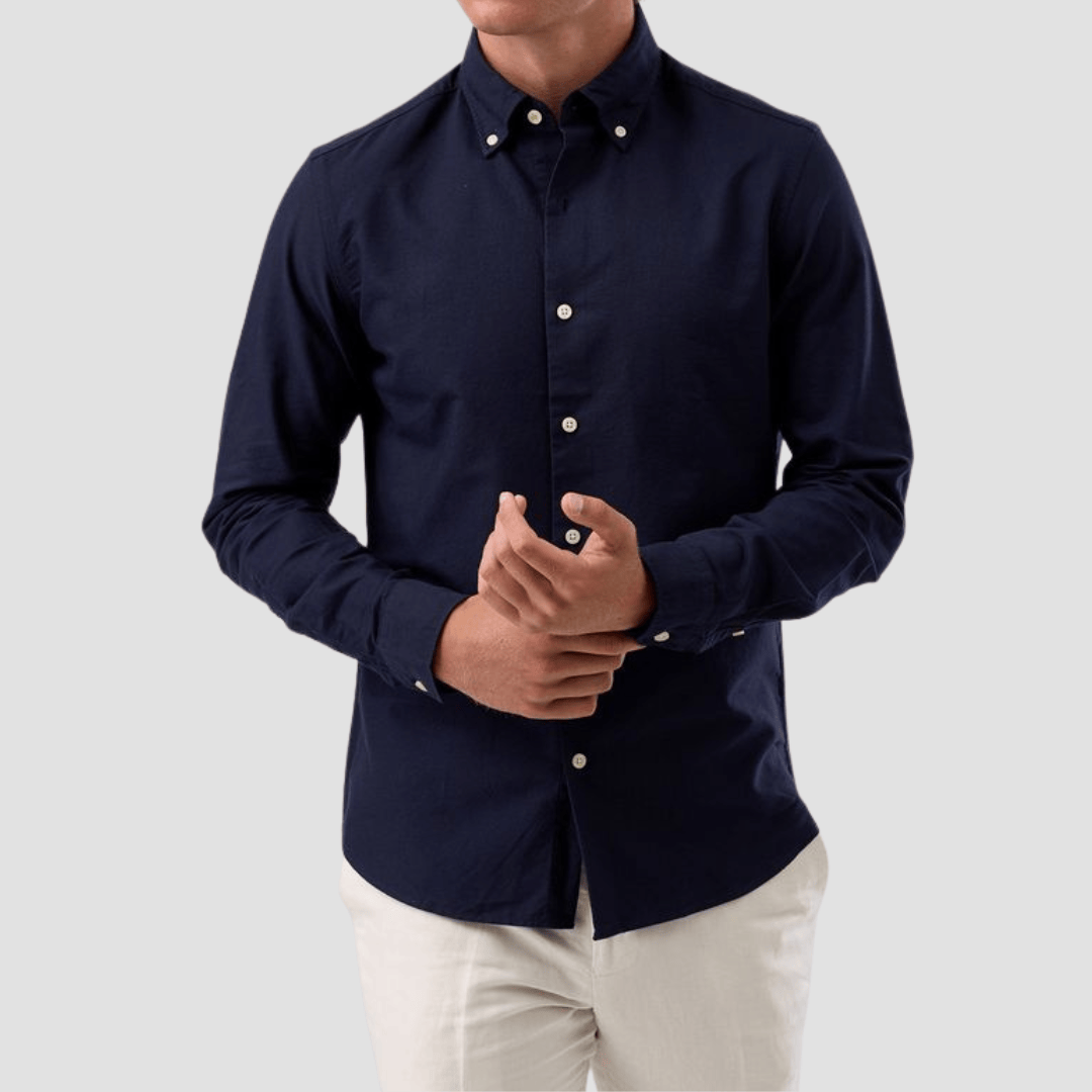 Brooksfield Casual Oxford Button Down Shirt in Navy