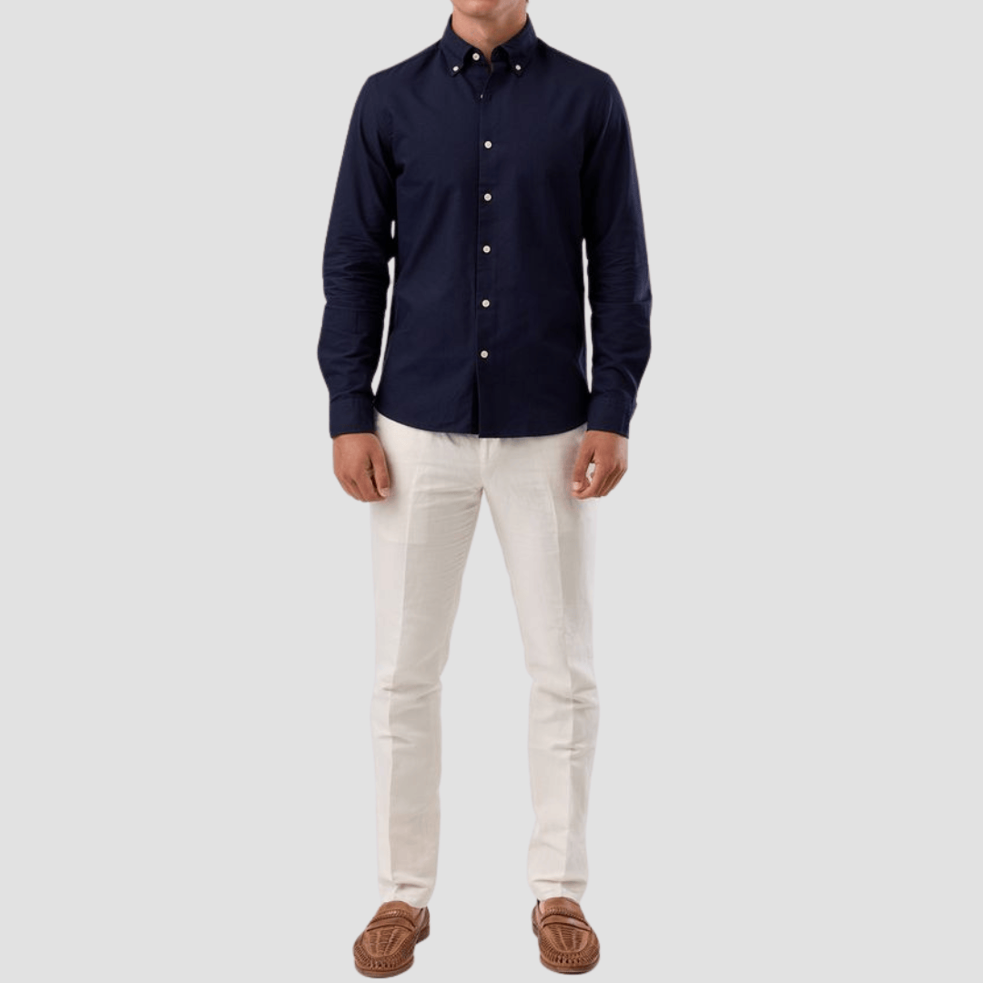 Brooksfield Casual Oxford Button Down Shirt in Navy