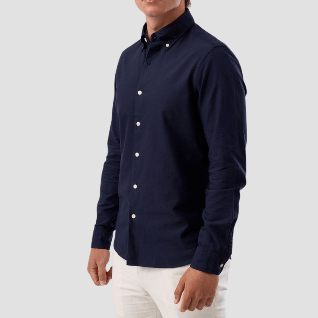 Brooksfield Casual Oxford Button Down Shirt in Navy