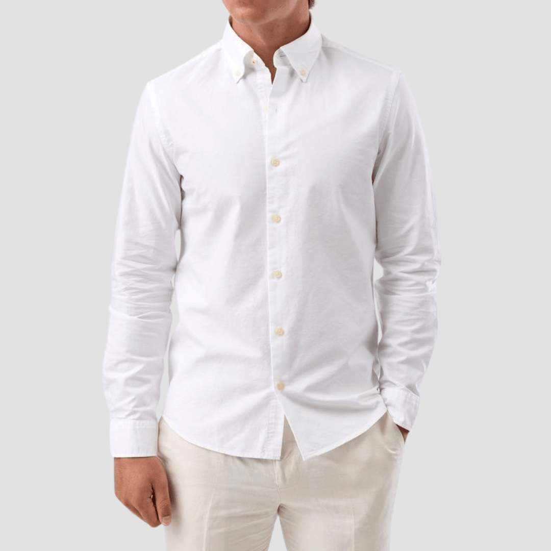 Brooksfield Casual Oxford Button Down Shirt in White