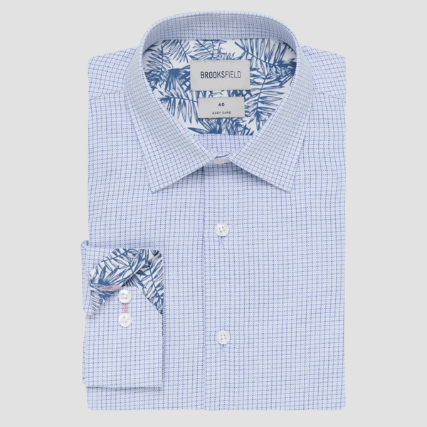 Brooksfield Easy Care Regular Fit Shirt in Blue Check