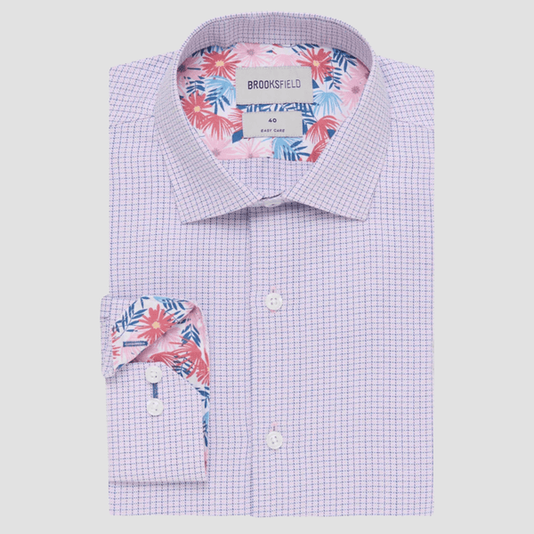 Brooksfield Easy Care Regular Fit Shirt in Pink Check