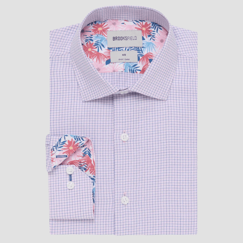 Brooksfield Easy Care Regular Fit Shirt in Pink Check