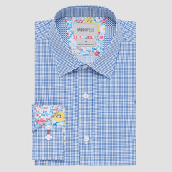 Brooksfield Stretch Performance Regular Fit Shirt in Blue