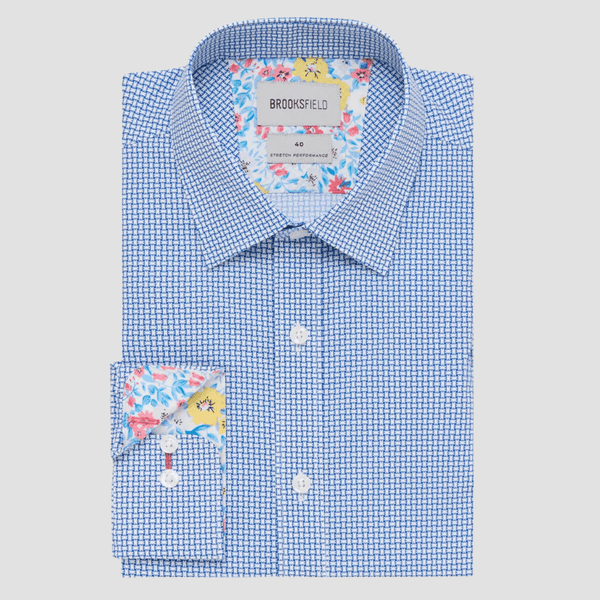 Brooksfield Stretch Performance Regular Fit Shirt in Blue