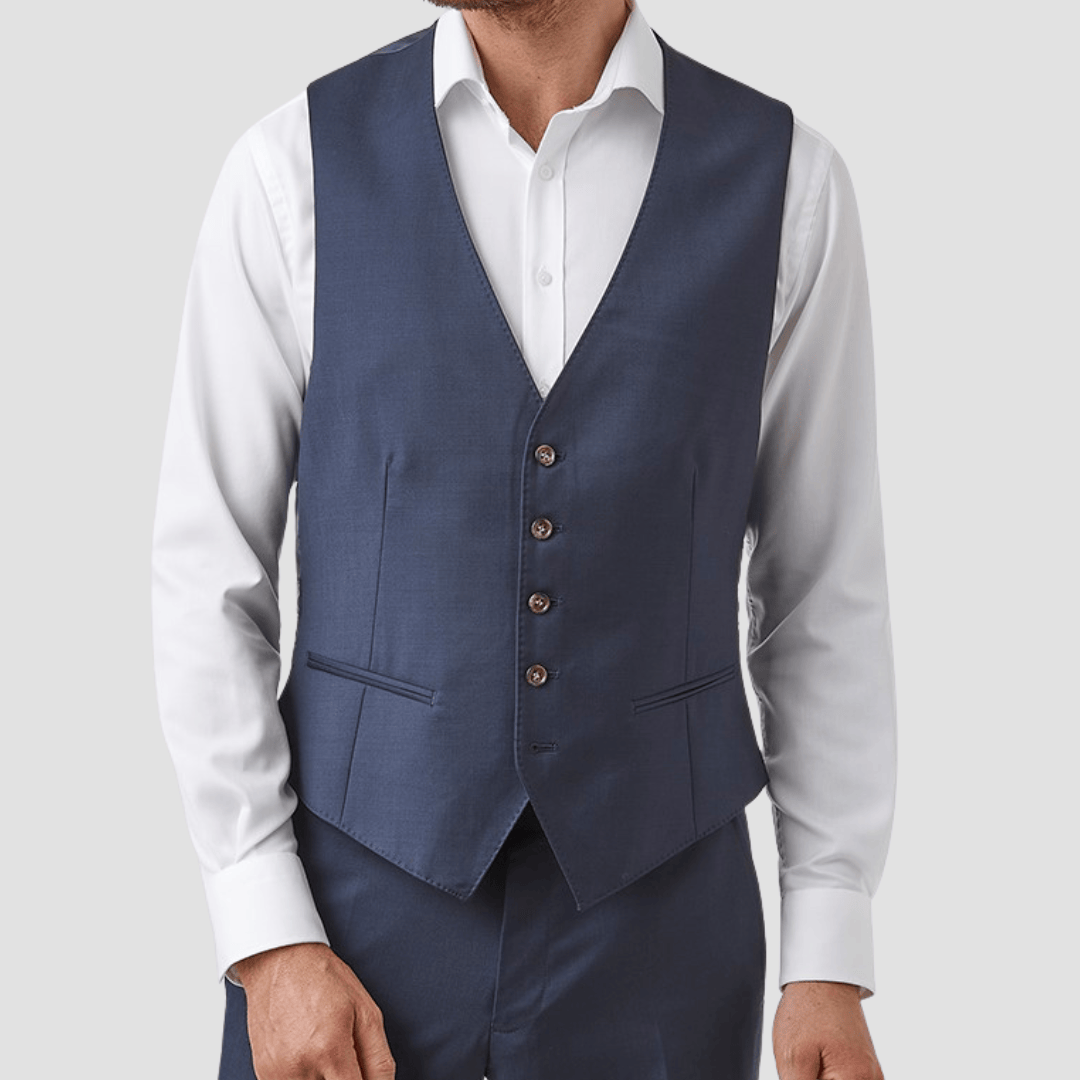 Cambridge Modern Fit Fawkner Vest in Navy Pure Wool