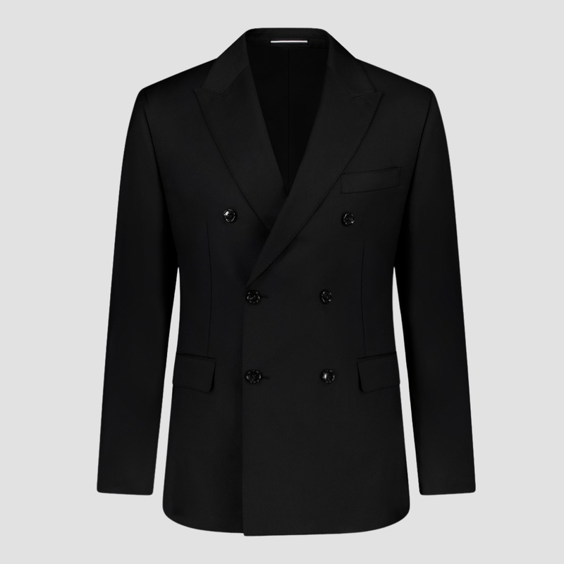 Cambridge Modern Fit Campbellfield Double Breasted Suit in Black Pure Wool
