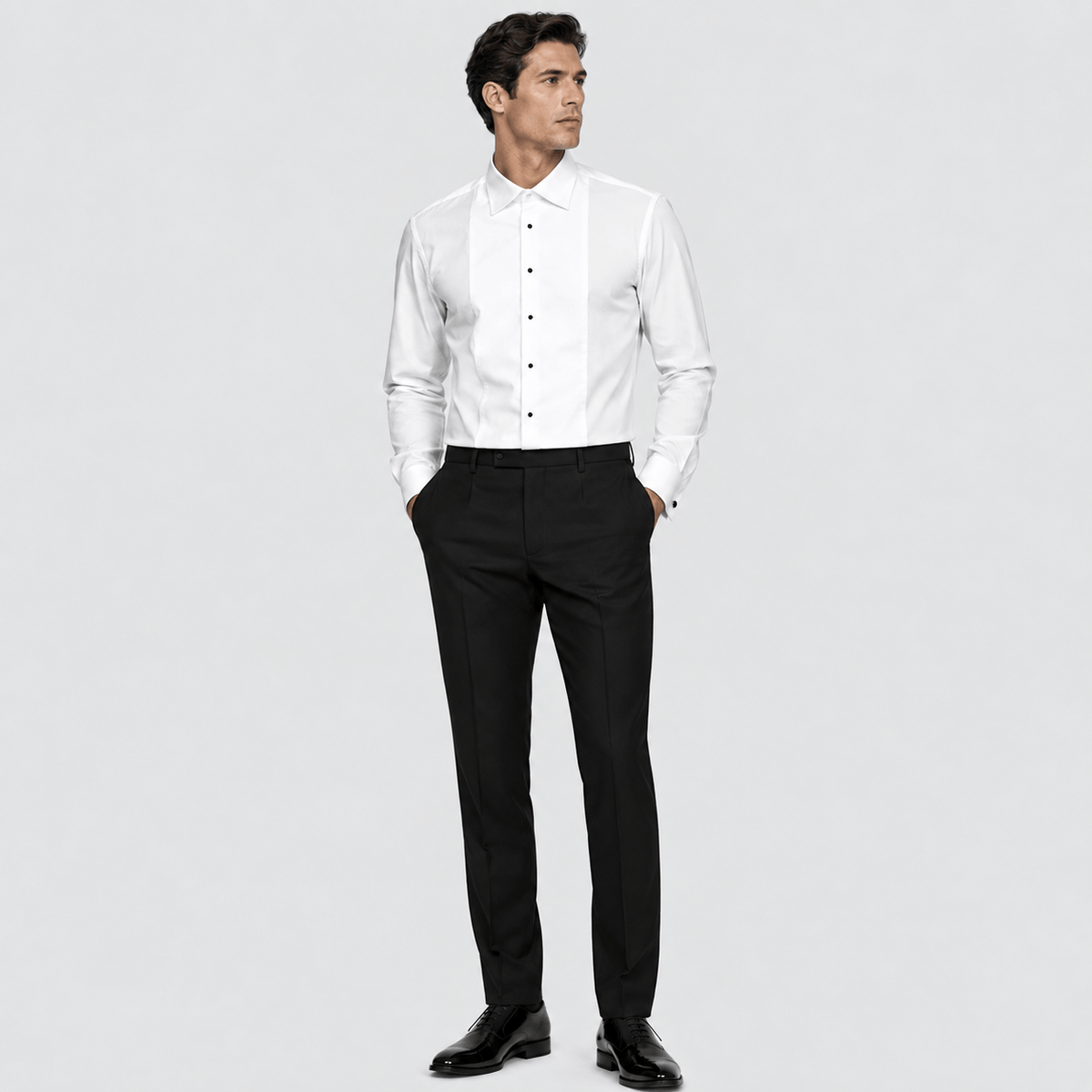 Daniel Hechter Men's Slim Fit Romeo Dinner Shirt in White Cotton Blend