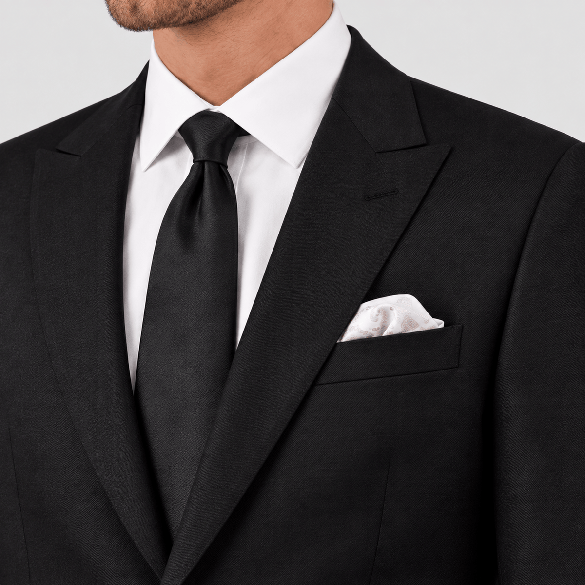 Savile Row Tailored Fit Men's Jed Suit in Black Pure Tasmanian Wool