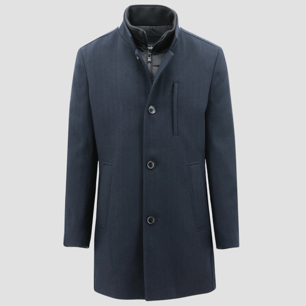 Christian Brookes Mens Charles Coat in Navy Wool Blend