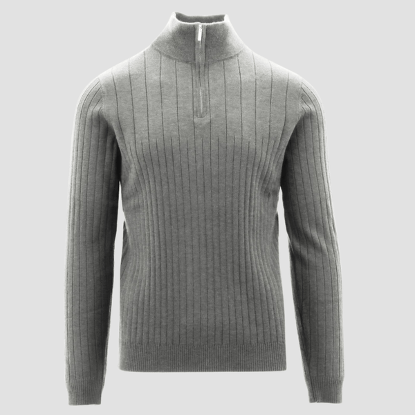Daniel Hechter Slim Fit Ribbed Quarter Zip Knit Jumper in Grey