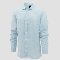 Daniel Hechter Slim Fit Sel Shirt in Blue Linen Cotton Blend