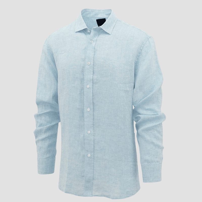 Daniel Hechter Slim Fit Sel Shirt in Blue Linen Cotton Blend