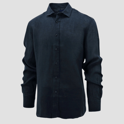 Daniel Hechter Slim Fit Sel Shirt in Navy Linen Cotton Blend