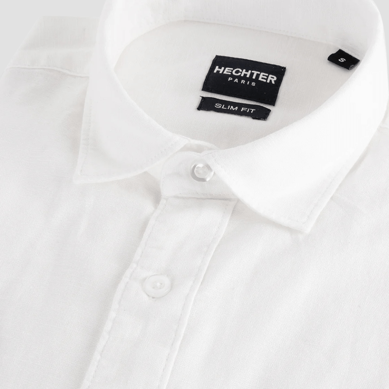 Daniel Hechter Slim Fit Sel Shirt in White Linen Cotton Blend
