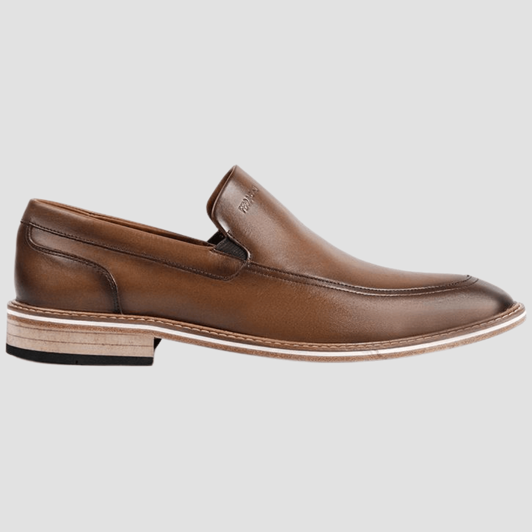 Brown leather loafer shoe