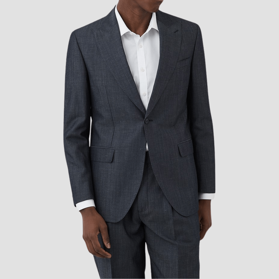 Gibson Slim Fit Peak Lapel Vedder Suit in Denim Blue