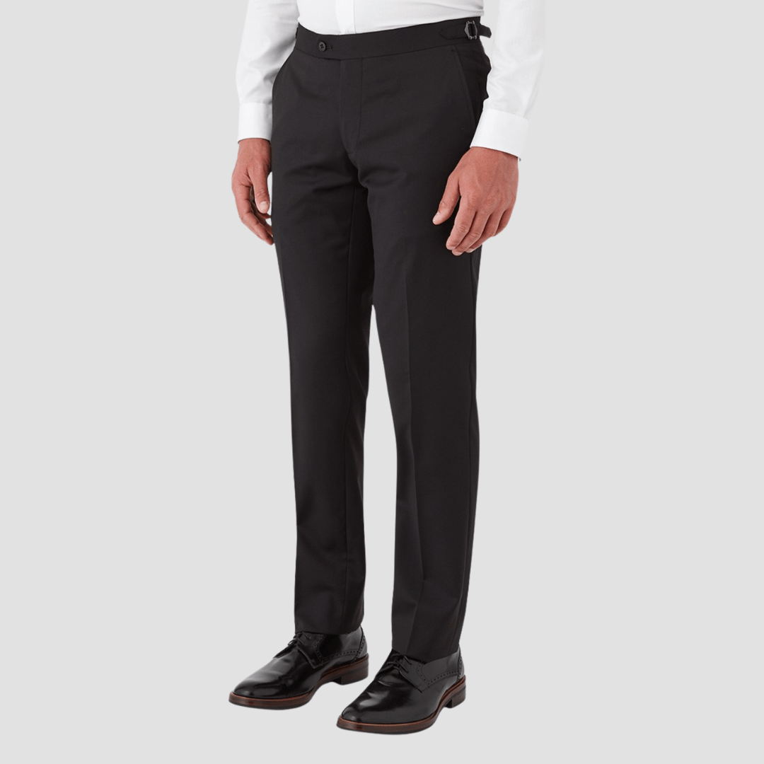 Gibson Slim Fit Skyfall Trouser in Black Pure Wool FMG100