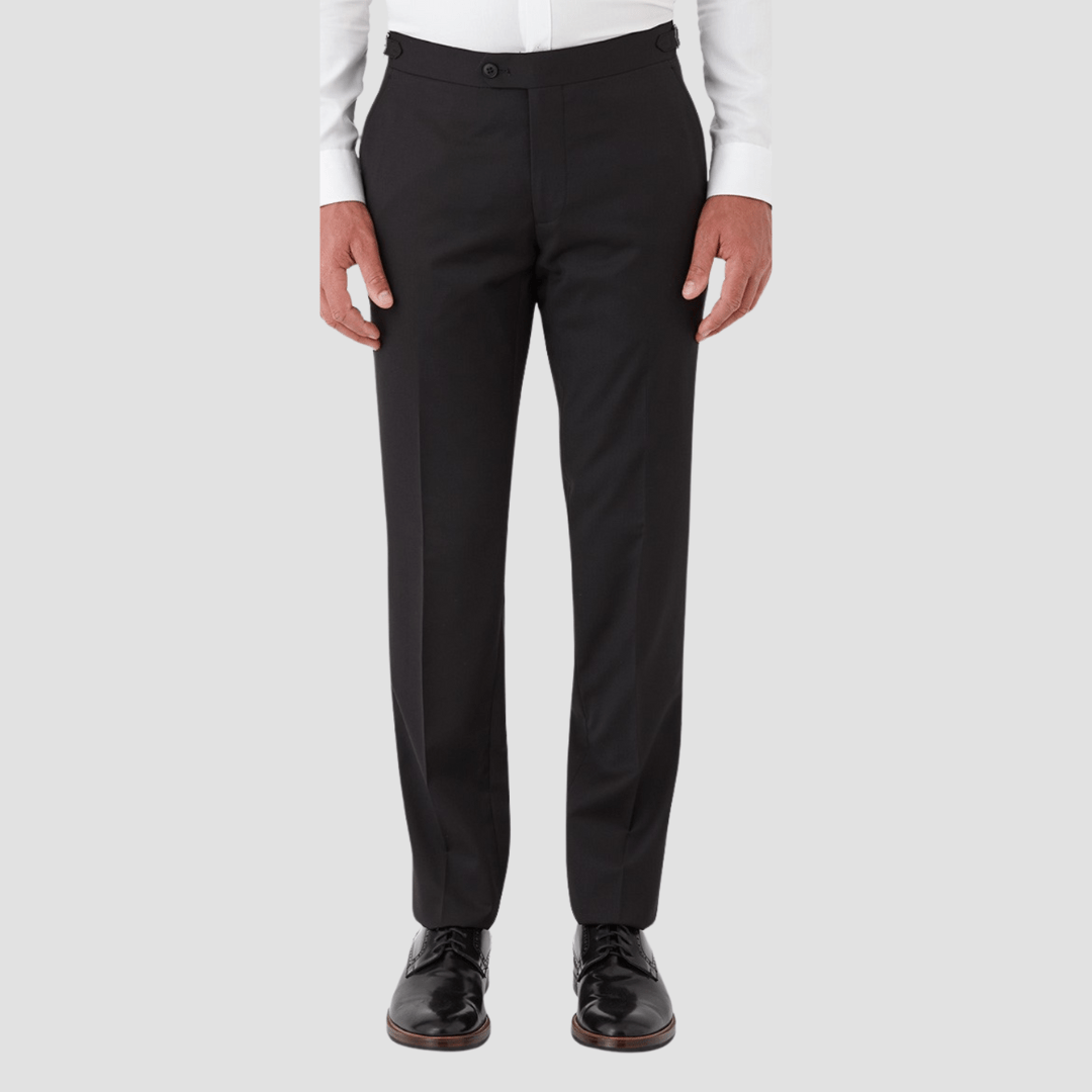 Gibson Slim Fit Skyfall Trouser in Black Pure Wool FMG100